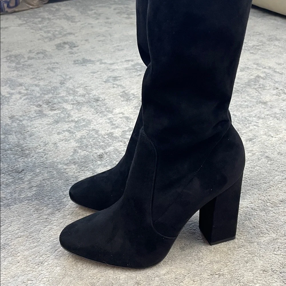 NIB Tamara Mellon Helmut Over The Knee Stretch Suede Boots Thigh Black 37.5